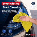 Microfiber Cleaning Cloth Yellow - 24 Pcs 12.5"x12.5" - High Performance - 1200 Washes, Ultra Absorbent Towels Weave Grime & Liquid for Streak-Free Mirror Shine - Car Washing Cloth