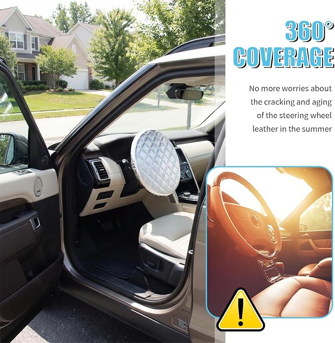 Car Steering Wheel Cover for Sun Shade,Foldable Car Wheel Cover for Heat Insulation & Sun Protection,Universal Steering Wheels Covers Cars Accessories Fit for 15.75" Wheels