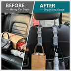 Headrest Hooks for Car Adjustable 4 Pack Vehicle Seat Back Organizer Storage Hanger Holder for Purse Bags Universal Fit with Clip Gray