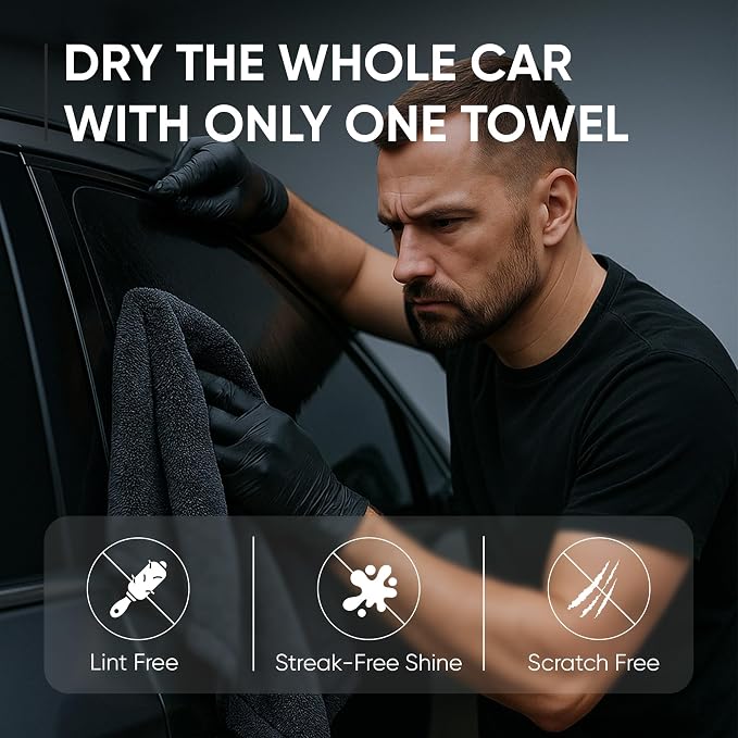 Papa Dragon Car Drying Towel – Extra Large 25"x34" - 1300 GSM Microfiber Towel, Twisted-Loop, Streak-Free, Scratch-Free, Ceramic Coating Safe, for Cars Trucks SUV – 1 Pack