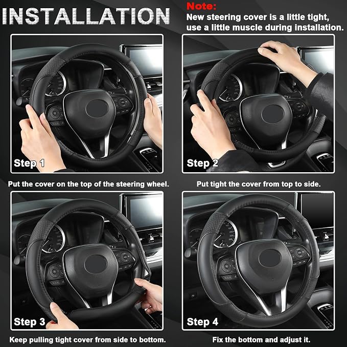 Steering Wheel Cover for Toyota, Auto Car Steering Wheel Cover for Toyota Highlander Rav4 Corolla Camry - Solid Black