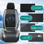 Cooling Car Seat Cover Front Seat, 12V-24V Ventilated Seat Cushion, Cooling Car Seat Cushion with 2 Powerful Turbo Fans 3-Speed Adjustable for Summer Driving, Universal Fit for Car SUV Truck