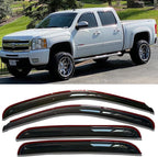 in-Channel Window Visors Rain Guards Sun Rain Snow Vent Guard Shade for 2007-2013 Chevy/GMC Crew Cab Pickup SUV Wind Deflectors 194515 4-Pieces Set