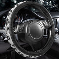 Bling Cow Print Diamond Steering Wheel Cover, with Sparkly Crystal Glitter Rhinestones Black Leather Car Wheel Protect for Women Girl Fit Suvs,Vans,Sedans,Cars,Trucks, 14" 1/2-15" Cow Design