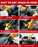 Steering Wheel Lock - Heavy Duty Antitheft Device and Car Security Lock with Adjustable Locking and 3 Keys - Great Vehicle and Truck Deterrent (Yellow)