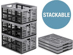 Collapsible Utility Crates - Red 1pck 45L / 11 Gal holds 66 lbs - Stackable Containers Heavy Duty Capacity Crates Space-Saving Baskets