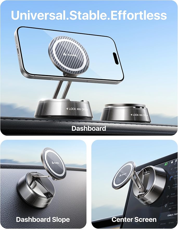 2026 Upgrade for Magsafe Car Mount [Strongest Suction & Magnet] Vacuum Magnetic Phone Holder for Car 360° Adjustable Car Cell Phone Holder Mount for iPhone 17 Pro Max 16/15/14/13/12