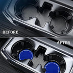2PCS Bling Cup Holder Coaster, 2.75 Inch Auto Car Cup Holder Insert Coasters, Soft Silicone Anti-Slip Shockproof, Universal Vehicle Interior Accessories for Women Girls (Deep Blue & White)