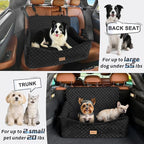 Dog Car Seat for Medium/Large Dogs - Reversible Dual-Sided Travel Dog Car Bed with Memory Foam, Washable Pet Booster Seat for Do gs up to 55 lbs or 2 Small Dogs, 2 Safety Leashes, Black