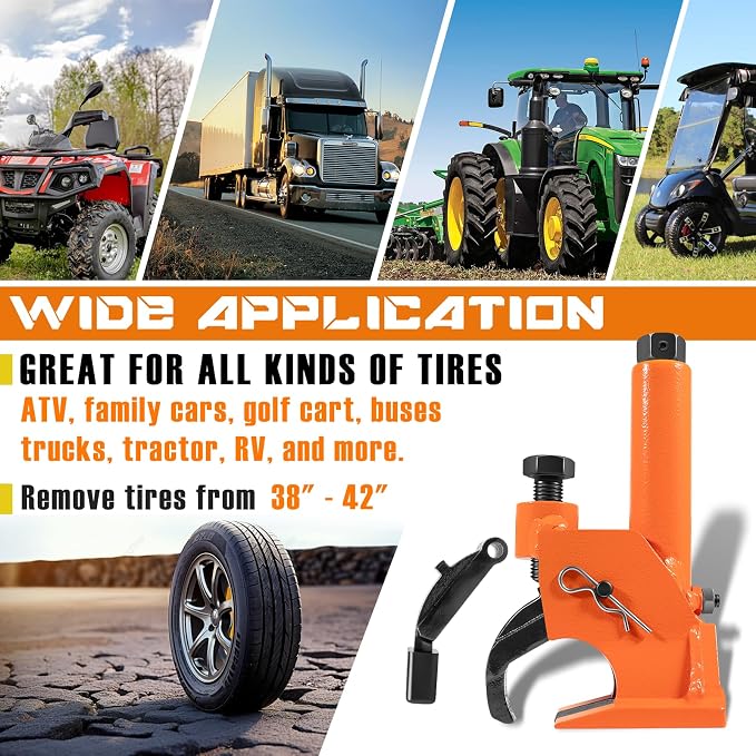 Manual Tire Bead Breaker with Rubber Pad, 38"-42" Tires Changer Tool, Heavy-Duty Tire Repair Tool for ATV, Golf Cart, Trucks, Bus, Motorcycles, Tractors and More Cars