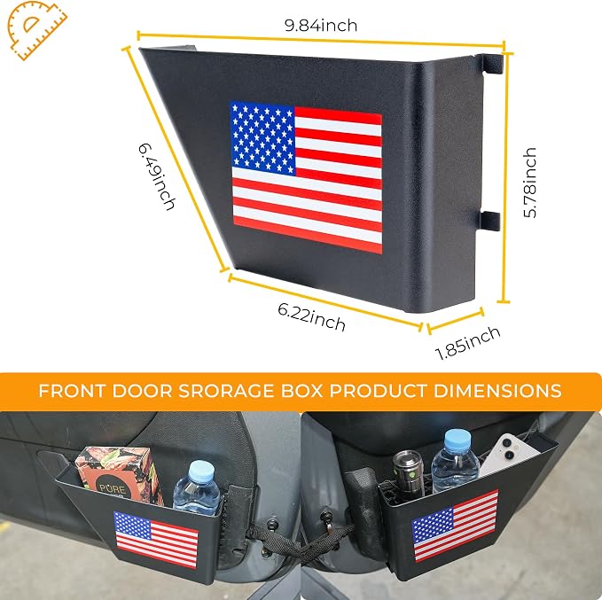 2 Pack Metal Front Door Storage Box Pockets Compatible with Jeep Wrangler JK JKU 2/4 Door 2007-2018 Side Insert Organizer for Interior Storage Accessories