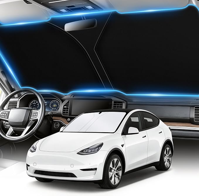 300T Universal Car Windshield Sun Shade, Foldable Reflective for Windshield & Window Shades with Overlapping Design, Car Interior Accessories (57" L x 36.2" W)