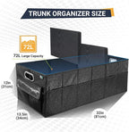 Trunk Organizer for SUV, Sturdy Car Organizer, Non-Slip Bottom, Folded Storage Organizer for Sedan, Van, Jeep, Grocery, Car Accessories, Large 3 Compartments, Art Black,32"×13"×10.6"