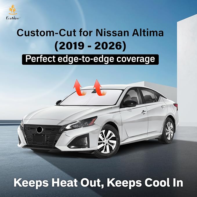 Windshield Sunshade Compatible for Nissan Altima 2019-2024 2025 2026, Sun Visor for Front Windshield & Window Sun Shade Cover, UV Heat Blocker & Protector, Car Accessories
