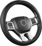 Customized Auto Car Steering Wheel Cover for Chevy 14.5-15 inches, Steering Wheel Cover for Chevrolet(Black Line-Standard Size)