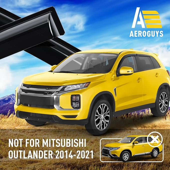 Extra Durable Window Deflectors Tape-On Window Visors Rain Guards Fit for Mitsubishi Outlander Sport 2011-2026, Sun Visors, Wind Vent for Shades, Exterior Car Accessories - 4pcs. AG0820