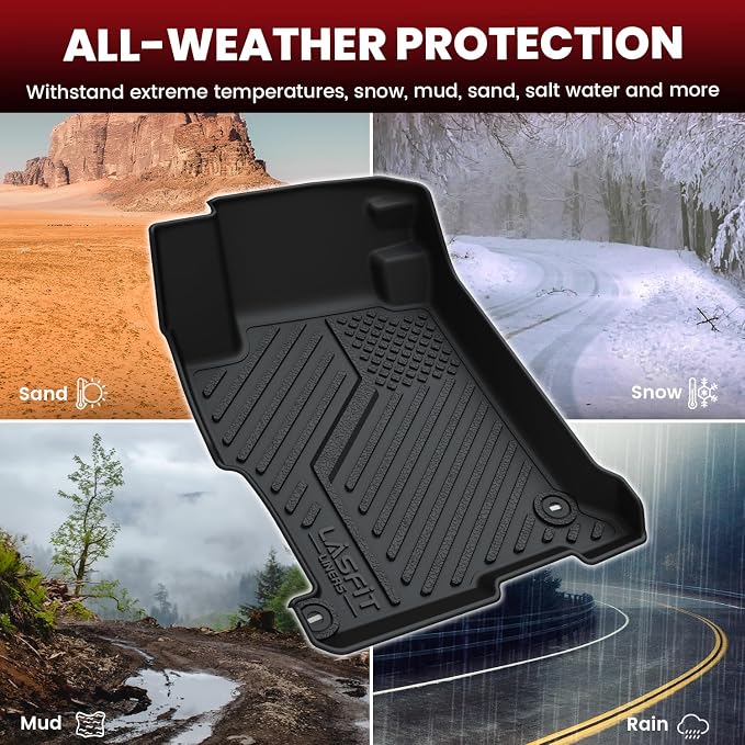 Floor Mats & Trunk Mat for Honda Accord Sedan 2013 2014 2015 2016 2017 (Not for Coupe & Hybrid), All Weather TPE Custom Fit Anti-Slip Odorless Car Floor Liner, 1st & 2nd Row & Cargo Mat, Black