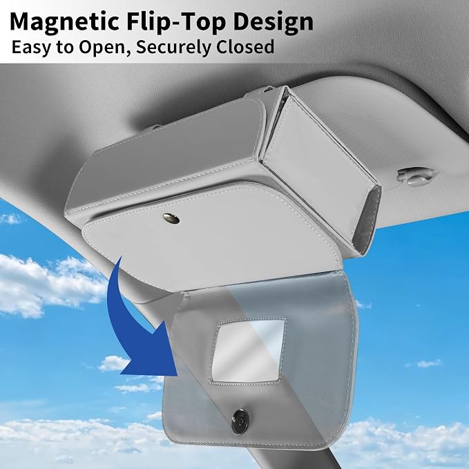 Car Tissue Holder Leather PU Tissues Box Cover for Sun Visor Extra Large Rectangle Napkin Holder Fits for Various Tissue Sizes Soft Tissues Storage & Organization