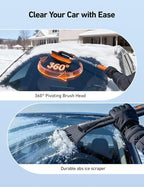 47.2" Ice Scrapers for Car Windshield and Extendable Snow Brush with Foam Grip and 360° Pivoting Brush Head for Auto Car Truck and SUV(Orange)