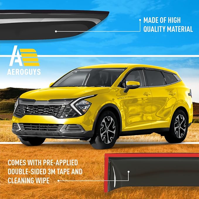 Extra Durable Window Deflectors Tape-On Window Visors Rain Guards Fit for Kia Sportage 2023-2026, Sun Visors, Wind Vent for Shades, Exterior Car Accessories - 6 pcs.AG0205