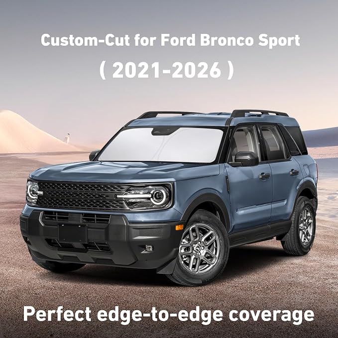 Windshield Sunshade Compatible for Ford Bronco Sport 2021-2024 2025 2026, Sun Visor for Front Windshield & Window Sun Shade Cover, UV Heat Blocker & Protector, Car Accessories
