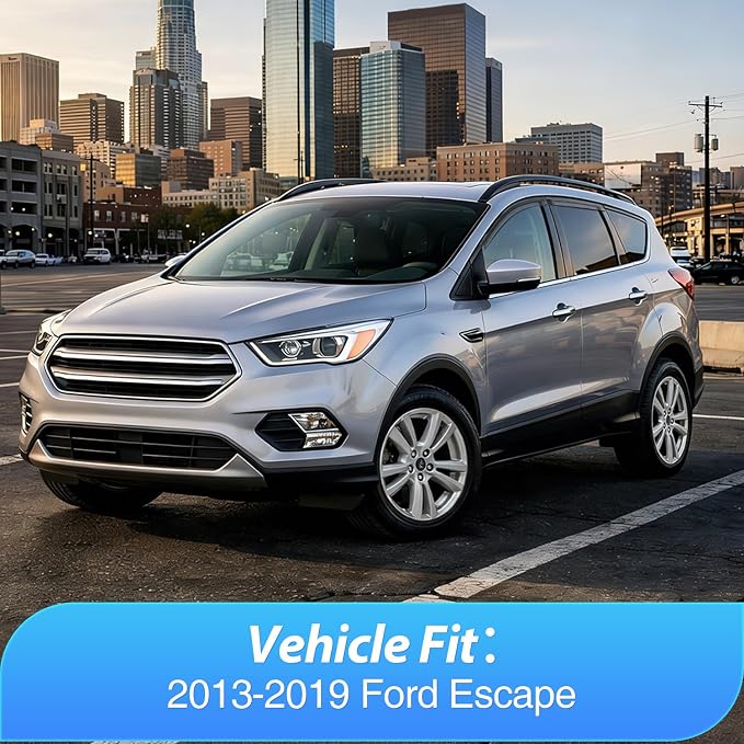 Tape-On Window Visors for Ford Escape 2013-2019 4-Door SUV, Outside Mount Rain Guards Wind Deflectors Vent Shades, Smoke-4PCS