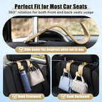 Car Seat Headrest Hook 4 Pack Hanger Storage Organizer Universal for Handbag Purse Coat Universal fit Vehicle Car Beige with Clip