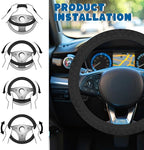 Car Steering Wheel Cover, 14.5"-15" Inch Universal Anti-Slip DurableSteering Wheel Protective Cover, Breathable Auto Interior Decoration Accessories for Sedan SUV Truck (Black Honeycomb)