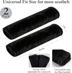 2-Pack Soft Furry Universal Seatbelt Cover – Shoulder Pad for Car Truck SUV Airplane Bus – Relieves Neck & Shoulder Pressure – Fits Backpack, Camera Bag, Laptop Bag Straps (10.5 Inch, Black)