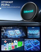 OTTOCAST P3 Pro AI Box – Wireless CarPlay & Android Auto Adapter, Android 13 with OttoDrive 3.0, HDMI Output, 8GB RAM + 128GB Storage, Cloud SIM, Supports YouTube, Netflix & TikTok Streaming