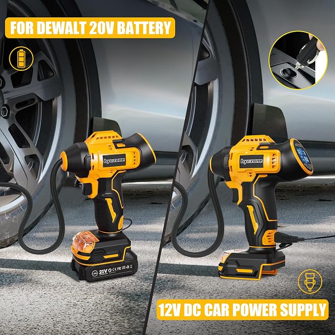 Cordless Tire Inflator Portable Air Compressor with 2000mAh Battery, 160PSI Car Tire Pump with 12V DC Dual Power & 2.0Ah Battery, Digital LCD & Auto Shut-Off for Car Bike Ball