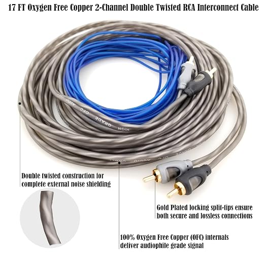4 Gauge 100% Copper OFC Complete Amplifier Wiring Kit | True Spec 4 AWG (American Wire Guage) for Automotive Car Audio Subwoofer Amp Install (incl Power Ground Cable RCA Speaker Remote Wires)