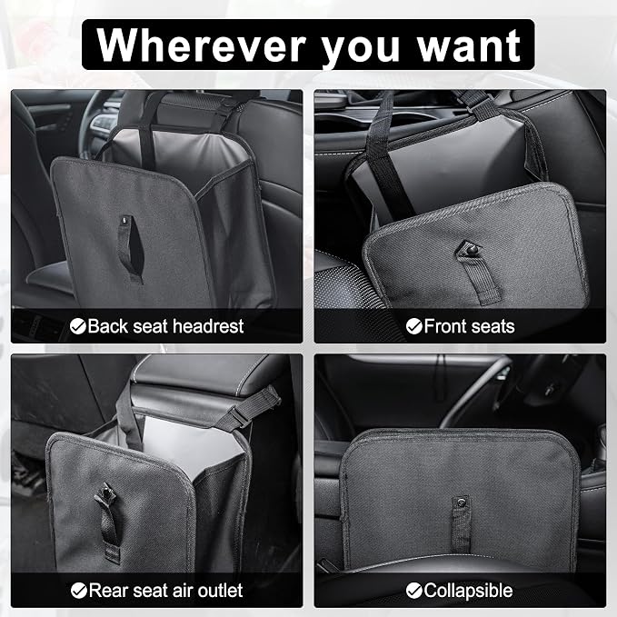 Foldable Car Trash Can, Collapsible Garbage Bin for Automotive, Hanging Waterproof Leakproof Storage Bag, 3.9 Gallon
