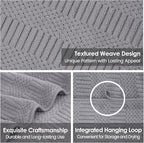 Bath Towels Set of 2, 30" x 60", Large Microfier Body Towel for Adult, Oversized, Soft, Super Absorbent, Fast Drying, Use for Sauna, Salon, Gym,Sport, Fitness, Yoga, Diamond Cross Grid Gray