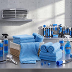30 Pcs 12.5 × 12.5 Inch Edgeless Microfiber Plush Towels for Cars Detailing Drying Wash Polishing Absorbent Cleaning Cloths, 500 GSM (Light Blue)