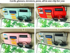 Car Sun Visor Organizer, Auto Interior Accessories Pocket Organizers, Personal Belonging Storage Pouch Organizer, Pouch Holder with Multi-Pocket Net Zippers (Red)