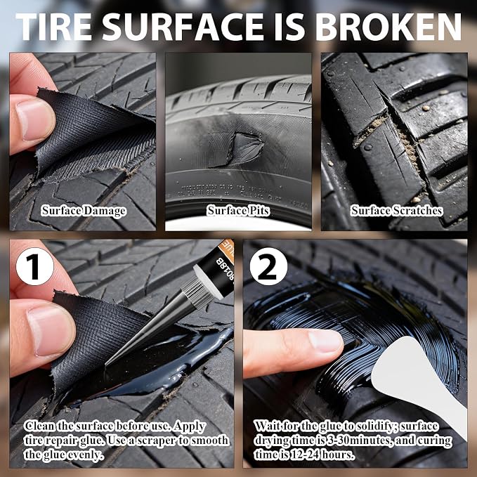 70 PCS Tire Repair Rubber Nails, 10mL Repair Glue, Vacuum Tires, Flat tire Repair Fast Plug Tool Kits, Self-Service Car Puncture Repair Screws with Screwdriver, Set for Car, Motorcycle, Jeep, Bike.