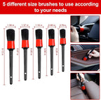 18 PCS Car Cleaning Tools Kit, Car Detailing Brush Set with Driller Attachment Set, Car Wash Kit, Car Cleaning Brushes for Cleaning Interior, Exterior, Wheels, Etc. (Red)