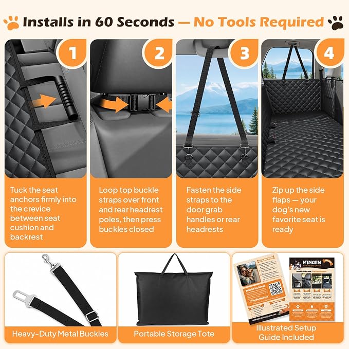 Waterproof Hard Bottom Back Seat Extender for Dogs XL, Truck SUV Cover | Honeycomb board holds 500lbs, non-slip dog hammock for truck SUV back seat. For large dogs, fits most trucks & full-size SUV