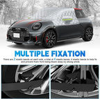 Custom Fit Windshield Snow Cover for Mini Cooper – 6-Layer Frost Guard with Mirror Covers & Secure Steel Hooks – Automotive Windshield Snow Covers