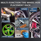 Rolling Wheel Detailing Stand – Heavy-Duty Tire Cleaning and Polishing Roller with 3-Way Rotating Rollers for Ceramic Coating, Tire Shine, Car Wheel Wash – Garage Accessory for Auto Detailers