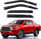 KPY Rain Guards Fit for 2016-2023 Toyota Hilux Double Cab, Out-Channel Window Visors Vent Wind Deflectors 4PC, Truck Accessories for 16-23 Hilux Double Cab