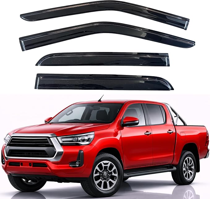 KPY Rain Guards Fit for 2016-2023 Toyota Hilux Double Cab, Out-Channel Window Visors Vent Wind Deflectors 4PC, Truck Accessories for 16-23 Hilux Double Cab