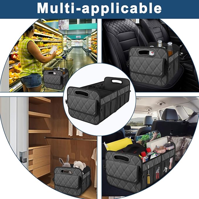 Trunk Organziers and Storage with Reinforced Handles,Car Accessories for Women/Men 50L Waterproof Polyester Trunk Organzier for Car/SUV/Minivan/Truck(Medium,Charcoal)