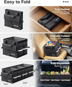 Car Trunk Organizer - Trunk Organizer for SUV with Removable Cooler Bag, Foldable Cover, 3 Compartment Car Storage Essential Car Accessories for Truck, Van & Sedan, Black, 37.0" x 14.6" x 12.0"