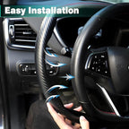 3PCS Carbon Fiber Steering Wheel Cover-Segmented Clip-On Design Anti-Slip & Scratch Resistant Universal Fit 14.5"-16" for Cars/Truck/SUV Great Gift for Men & Women