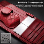 Car Sun Visor Organizer, Multi-Pocket Visor Storage Pouch for Sunglasses, Cards, Pens, Document, Waterproof Leather Auto Interior Organization Accessories, Universal for Most Cars (Red)