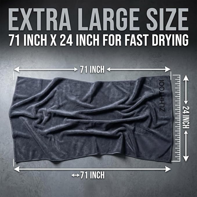 2-Pack 1200 GSM Microfiber Car Drying Towels, 71" x 24" Large Absorbent Towel for Auto Detailing, Streak-Free & Scratch-Free for Cars, SUVs, Trucks with Edgeless Design