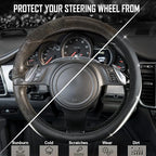 Bling Diamond Black Leather Steering Wheel Cover, Studded Crystal Rhinestones Universal Fit 14" 1/2-15" Glitter for Women Sparkle Girl Fit Suvs,Vans,Sedans,Car,Trucks, Multicolor Diamond