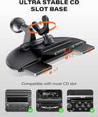 CD Slot Mount for CarPlay Screen, 360° Rotation Tool-Free Installation CarPlay CD Mount Compatible with 7-11 Inch Portable Car Play Screens & GPS Navigation
